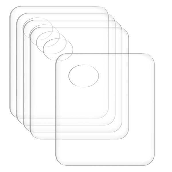 PPhtony 5pcs Acrylic Makeup Mixing Tray Paint Pallet Mixing Palette with Thumb Hole for Painting Art Oil Painting Craft Cosmetic Makeup Palette (3.94x3.27inch, Clear)