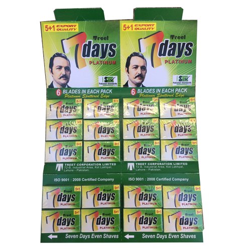 Treet 7 Days Platinum Double Edge Safety Razor Blades, 100 blades (20x5)