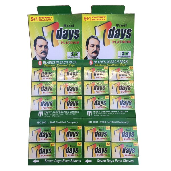 Treet 7 Days Platinum Double Edge Safety Razor Blades, 100 blades (20x5)