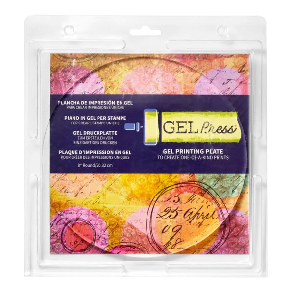 Gel Press Monoprinting Print Plate – 8” Circle Gel Plate - Printmaking Supplies - Reusable Gel Printing Plate for Press Art for Card Making, Scrapbooking, Journaling, Arts and Crafts, Home Decor