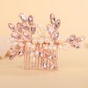 BERYUAN Crystal Rhinestone Hair Comb Rhinestone Pearls Headpiece Teardrop Rhinestone Wedding Hair Accessories for Women (pink)
