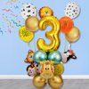 MSMANCY Jungle Safari Birthday decorations 32'' Number 3 Balloons 24Pcs Party Decorations Backdrop Animal Balloons Birthday Decorations for Boys Girls Party Supplies (3)