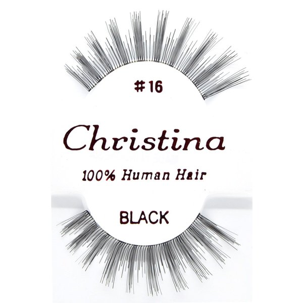12packs Eyelashes - #16 Christina 100% Human Hair Fake Eyelashes