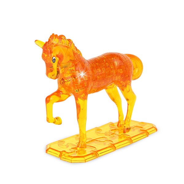 BTYYIHEX 3D Crystal Horse Puzzle, Crystal Puzzle Brainteasers for Puzzlers Ages 16 and Up, 100PCS(Yello-Horse)