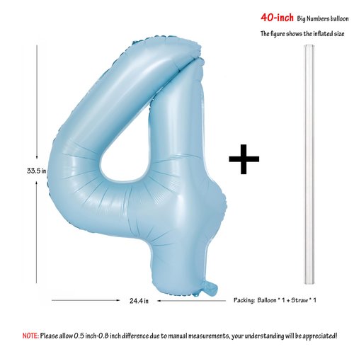 40 In Matte Blue Number Balloons Helium Foil Mylar Balloon Birthday Party banquet Decoration Digital 4