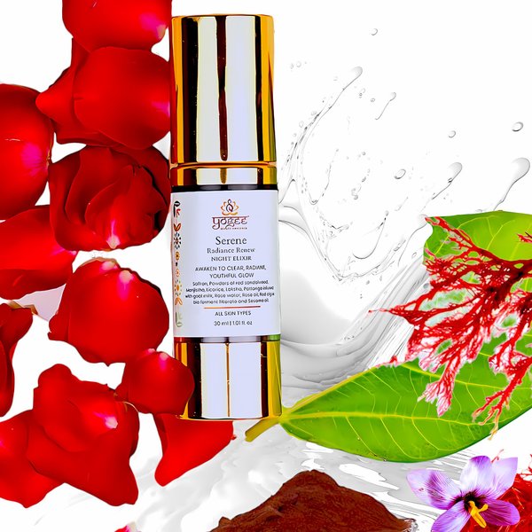 YOGEE Natural Night Skin Elixir | Night Cream for Wrinkles, Reduced Line, Dark Spots | Goat Milk, Saffron, Sesame Oil | 30ml
