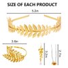 AHONEY 15 Pieces Greek Goddess Costume Women Toga Gold Headband Leaf Bridal Crown Bracelet Pearl Earrings Hair Pins Gold Accessories for Women