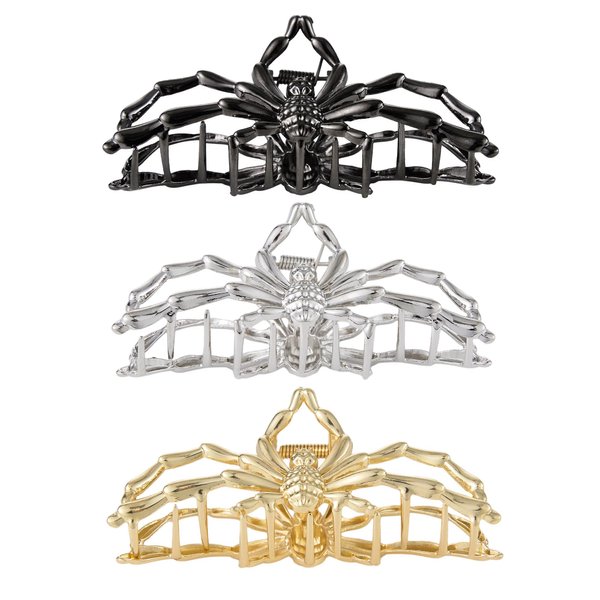 Metal Hair Clips for Halloween 4.1inch Spider Hair Claw Clips Hair Barrettes Non-Slip Barrettes Jaw Hair Styling Grip Clamps Bow Hair Accessories for Women Ladies（3 Pack）