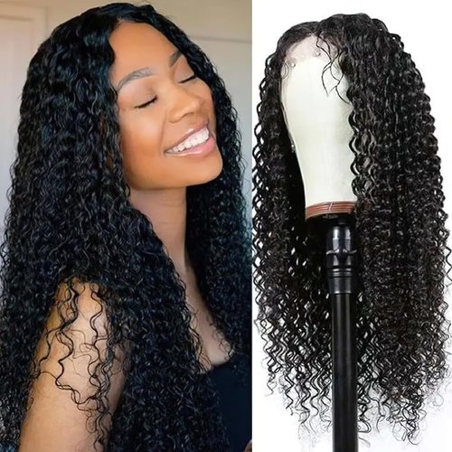 AUOCATTAIL 13x4 HD Transparent Frontal Glueless Wigs Human Hair Curly Wigs with Baby Hair Natural Hairline Pre Plucked Pre Cut for Beginners 24 in
