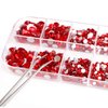 3000 PCS Rhinestones for Craft, PHOGARY Red & Black Flat Back Rhinestones 6 Sizes (2-5 mm) with Pick Up Tweezer for Crafts Nail Face Art Clothes Shoes Bags Phone Case DIY