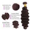 Dark Brown Deep Curly Bundles Color 4 Human Hair Chocolate Loose Deep Wave Bundles 10 12 14 inch 8a Grade Double Weft Brazilian Remy Hair Extensions Wet and Wavy Bundles Silky Soft