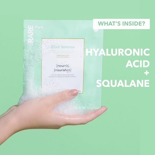 RARE Paris - Elixir Intense Nourishing Facial Mask - Nourishing & Hydrating Sheet Mask with Hyaluronic Acid & Squalane - Nourishing, Firming, Revitalizing - Made in France - 1 Sheet