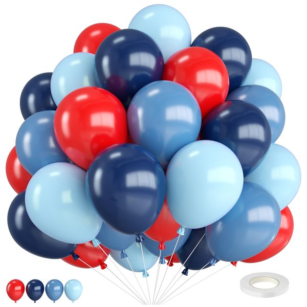 Red and Blue Balloons,12 Inch Navy Blue Macaron Blue and Dark Blue with Matte Red Balloons,for Birthday Wedding Baby Shower Super Spider Hero Spiderman Party Decorations
