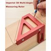BOXmime Imperial 3D Multi-Angle Measuring Ruler,45/90 Degree Aluminum Alloy Woodworking Square Protractor, Miter Triangle Ruler High Precision Layout Measuring Tool