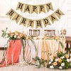 Burlap Happy Birthday Banner - Pre-Strung Reusable Party Decoration with 13 Flags, Waterproof Bunting for Women, Men, Kids, Adults - Backdrop Sign for Birthdays Celebrations (Black Letters)