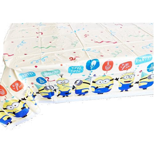 Despicable Me Birthday Party Supplies Bundle Pack includes Dessert Cake Paper Plates, Napkins, Table Cover (Serves 16)