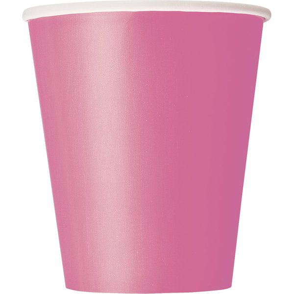 Hot Pink Solid Paper Cups Set - 9 oz (Pack of 8) - Elegant & Eco-Friendly Party Drinkware - Perfect for Birthdays, Showers, & Special Celebrations