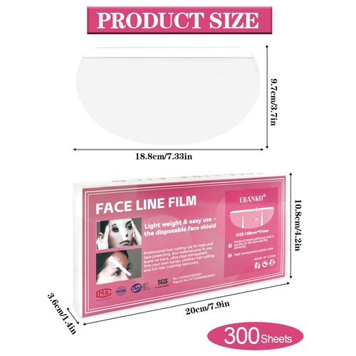 EBANKU 300 PCS Shower Face Shields, Eyebrow Covers Protector Makeup Protective Microblading Shower Visor for Salon Supplies and Eye Surgery
