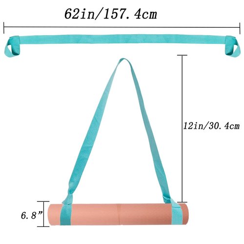 Tenalleys 1Pcs Light Blue Adjustable Yoga Mat Strap Multi-Purpose Straps Easy-Cinch Yoga Mat Sling for Carrying Training Equipment, 62inch (Yoga Mat Not Included)