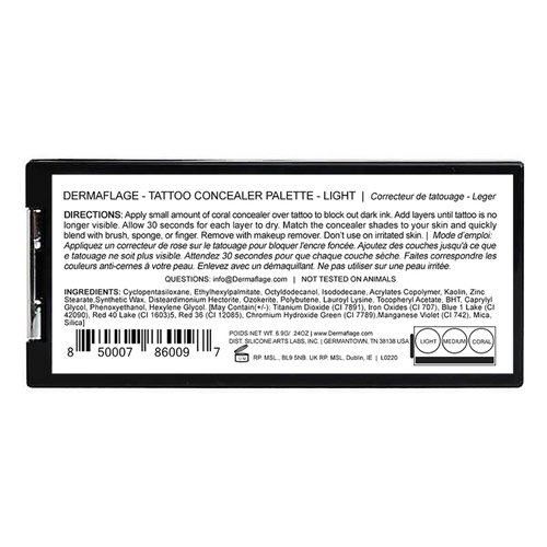 Dermaflage Tattoo Cover Up Bruise Full Coverage Concealer - Waterproof, Smudge & Sweat Proof Body Concealer Cream Palette Pro SFX - 3 Color Light Shades for Scars, Acne (Light)