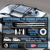 Ho Stevie! Surfboard Tie Down Straps (Pair) for Roof Rack Crossbars - Easy to Use - 'No Scratch' Silicone Buckle Covers Prevent Damage