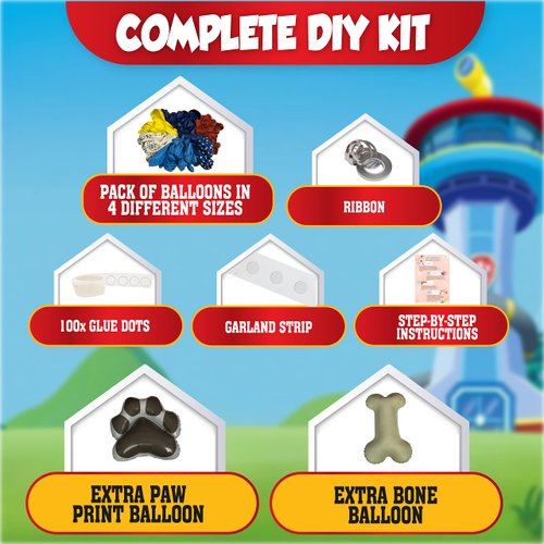 ALL-IN-1 Paw Balloons Garland Arch Kit with BONUS Dog Bone & Paw Print Balloons for Paw Birthday Decorations – Paw Balloons Backdrop, Paw Party Supplies for 3rd yo Boy