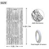 Andiker Foil Curtains Sets, 2 Thickened 1*2m Metallic Tinsel Foil Fringe Curtains and 1 Double Side Adhesive Tape and 1 Ribbon, Shimmer Curtains for Birthday Party Background Wall Decoration (Silver)