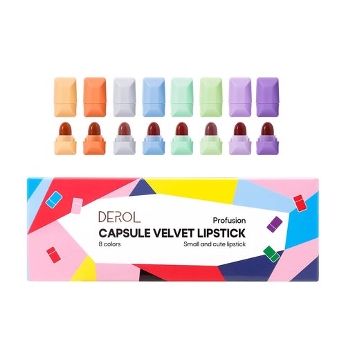 PICKX 8 Colors Mini Capsule Lipstick Set Matte Lipstick Red Lipstick Cute Non-stick Cup Lipstick Long Lasting Waterproof Mini Capsules Velvet Matte Lip Stick…