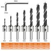 GMTOOLS Countersink Drill Bit Set, 7Pcs Tapered Drill Bits M2 HSS, with 1/4" Hex Shank Quick Change and Allen Wrench, Counter Sinker Set for Woodworking and Carpentry, Pilot Screw Hole Set