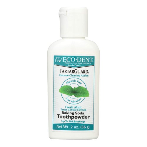 Eco-Dent TartarGuard Baking Soda Toothpowder - Enzyme Cleaning Action for Tartar Control, SLS-Free, Fluoride-Free Toothpaste Alternative, Fresh Mint Tooth Powder, 2 Oz (Pack of 2)