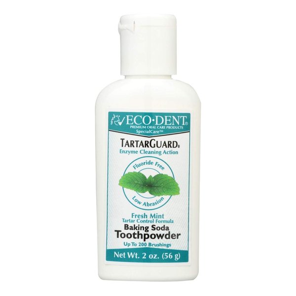 Eco-Dent TartarGuard Baking Soda Toothpowder - Enzyme Cleaning Action for Tartar Control, SLS-Free, Fluoride-Free Toothpaste Alternative, Fresh Mint Tooth Powder, 2 Oz (Pack of 2)