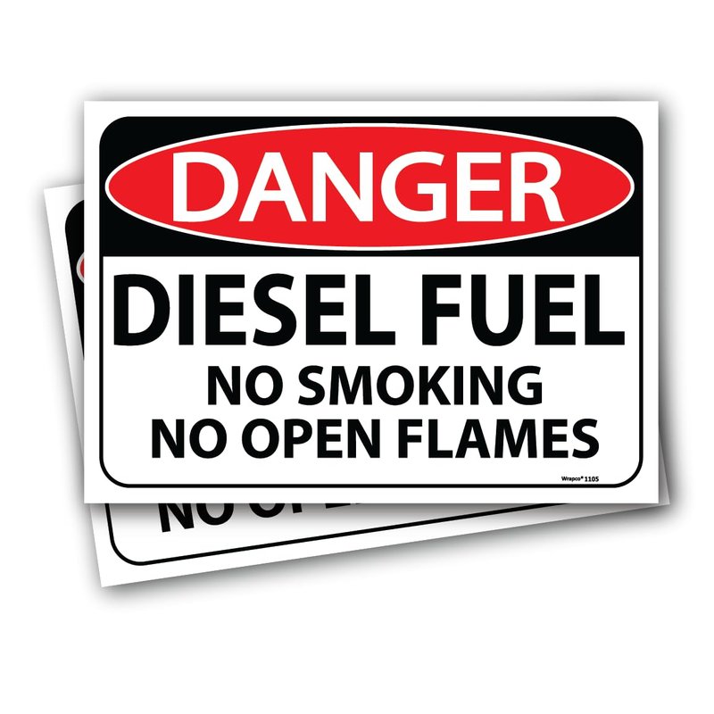 2 PACK- 10 x 7 Danger Diesel Fuel No Smoking No Open Flames Sign, OSHA ...