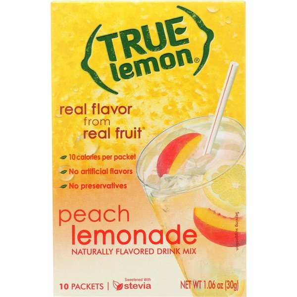 True Lemon Peach Lemonade Drink Mix, 0.106 Ounce - 10 per pack -- 12 packs per case.