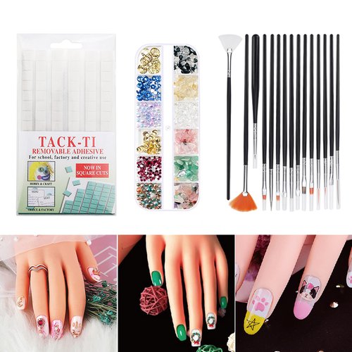 Practice Hand for Acrylic Nails,Nail Mannequin Hands for Nails Practice,Fake Nail Training Hand Manicure, Flexible Bendable Nail Hand with 100PCS Nail Tips,Painting Pen,Nail Clay and Nail Rhinestones