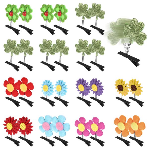 Luinabio 30 Pcs Bean Sprout Hair Clips Mixed Style Plant Hairpins Flower Plant Hair Clip Little Grass Barrette Butterfly Headwear Hair Accessories for Women Girl School Home Party Christmas (Adorable)