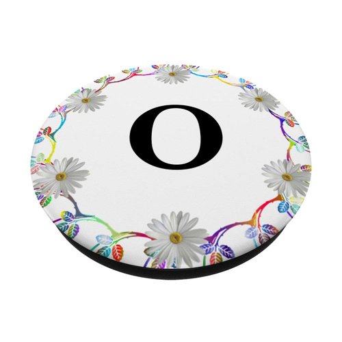 Cell Phone Pop Out Holder,Floral White Daisy Flower Letter O PopSockets Grip and Stand for Phones and Tablets