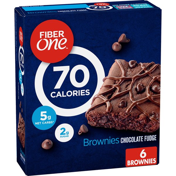 Fiber One 70 Calorie Brownies, Chocolate Fudge, Snack Bars, 6 ct