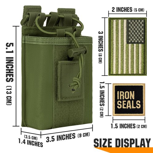 IronSeals Tactical Molle Adjustable Interphone Storage Bag Outdoor Sports Radio Pouch for Two Ways Walkie-talkie