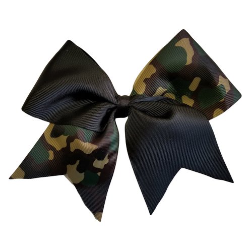 Cheer Bows Black Camo Camouflage Military Support Hair Bow