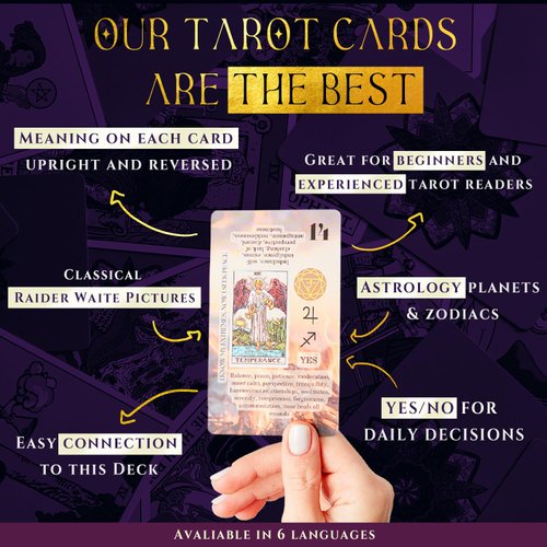 Witchy Cauldron Learning Tarot Cards with Meanings on Them, for Beginners, Training Tarot Deck