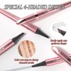 Eyebrow Pen (Dark Brown), 3D Waterproof Microblading Eyebrow Pencil, 4 Tipped Precise Brow Pen, Fine Stroke Natural Contouring Pen, Gifts for Women Mom Sisters Friend Coworker