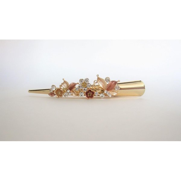 Generic Gold tone rose gold flowers and leaves metal alligator hair claw clip clamp