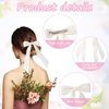 DECYOOL 4 Pack Hair Ribbon Bows for Women, Silky Satin Bow Hair Clip Ponytail Stand Accessories Metal Clip Hair Bows for Women Girls Toddlers Teenagers (Black Beige White Brown)