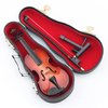 Dselvgvu Wooden Miniature Violin with Stand,Bow and Case Mini Musical Instrument Miniature Dollhouse Model Ornament Home Decoration (5.63"x2.05"x0.75")