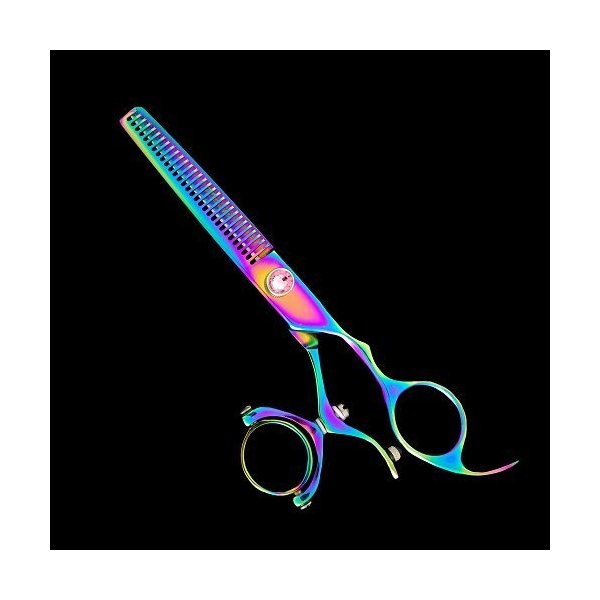 Kashi CB-522TR Swivel Thumb 30 Teeth 6" Rainbow Thinning/Texturizing Shears