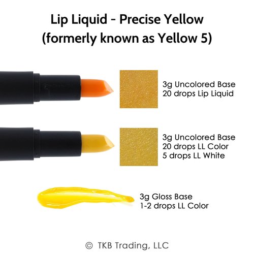 TKB Lip Liquid Color | Liquid Lip Color for TKB Gloss Base, DIY Lip Gloss, Pigmented Lip Gloss and Lipstick Colorant, Moisturizing, Made in USA (1floz (30ml), Precise Yellow)