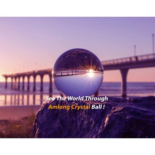 Amlong Crystal Meditation K9 Crystal Ball 3.25 inch (80mm) Diameter for Photography, Lensball, Decorative Ball with Free Crystal Stand and Gift Box, Clear