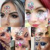 Ludress 2 Sheets Crystals Face Stickers St.Patrick's Day Face Gems Mermaid Tear Sticker Festival Face Jewels Party Body Gems Sparkle Body Jewels Decoration Make Up for Women and Girls(Green+Withe)