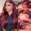 Jessica Hair 7x6 HD Lace Front Wigs Glueless Body Wave Wigs for Women Burgundy Lace Front Wigs Bleached Knots Pre Plucked Hairline with Baby Hair(18 Inch)