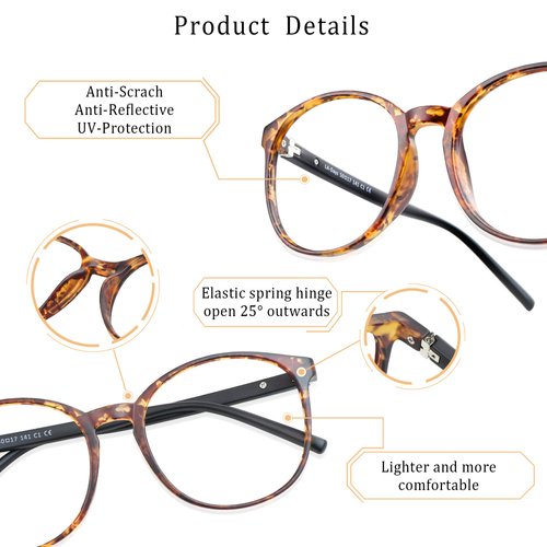 LifeArt Blue Light Blocking Glasses, Anti Eyestrain, Computer Reading Glasses, Gaming Glasses, TV Glasses for Women Men, Anti Glare (Tortoise, 1.00 Magnification)